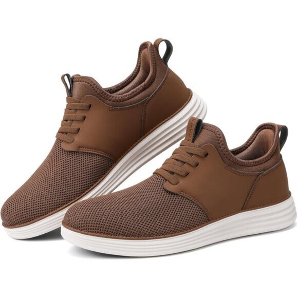 ⚡VILOCY Men's All Brown Fashion Dress Oxfords Business Mesh Breathable Sneakers - Picture 8 of 9